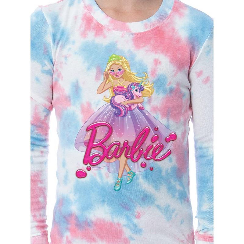 Barbie Girls' Princess Doll Unicorn Unisex Child 2 Piece Sleep Pajama Set Multicolored, 3 of 5