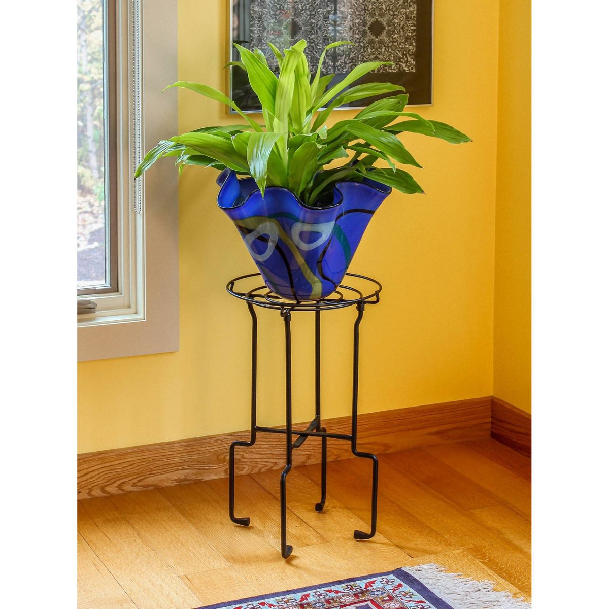 23.5" Plant Stand Catalina Black Wrought Iron with Powder Coated Finish - ACHLA Designs: Freestanding, No Assembly Required - thumbnail 4