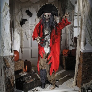 6 Ft. Pirate Skeleton Animated Prop Standing Halloween Decoration - 1 of 4