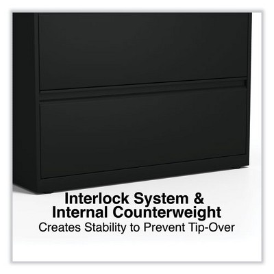 Black 4-Drawer Lockable Steel Lateral File Cabinet
