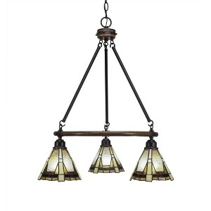 Toltec Lighting Blacksmith 3 - Light Chandelier in  Painted Wood/Dark Granite with 7" Zion Art Glass Shade - 1 of 1