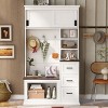 Modern Hall Tree Coat Rack With Shelves And Drawers,Hall Tree Bench With Storage,Hall Tree For Hallway,Entryway,Living Room-Cuddlewood - 2 of 4