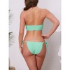 INSPIRE CHIC Women's O Ring Ruched Bandeau Ribbed Bikini Sets, Tie Front Top Triangle Bottom Swimwear Bathing Suits 1 Set - 3 of 4