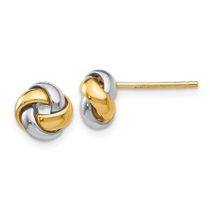 Black Bow Jewelry 8mm Polished Love Knot Earrings in 14k Two Tone Gold - 1 of 4