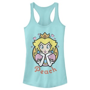 Juniors Womens Nintendo Super Mario Princess Peach Portrait Racerback Tank Top - 1 of 3