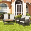 Costway 10PCS Patio Rattan Furniture Set Cushioned Sofa Armrest Wooden Tabletop - 2 of 4