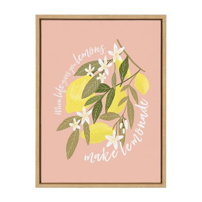 18" x 24" Sylvie 561 Lemons Framed Canvas by Mia Charro Natural - Kate & Laurel All Things Decor