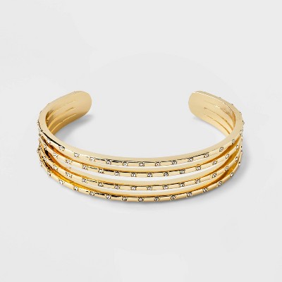 Smooth Bar Stretch Bangle Bracelet Set 4ct - Universal Thread™ Gold