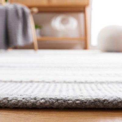 Ivory and Grey 6' x 9' Flatweave Striped Wool Rug