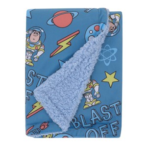 NoJo Disney Toy Story Buzz Lightyear Blue and Orange Blast-Off Super Soft Cuddly Plush Baby Blanket - 1 of 4