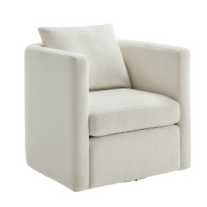 Swivel Ultra-Soft Performance Fabric Barrel Chair with Reversible Seat, Pocket Coil Cushion, and 360-Degree Swivel - 1 of 4