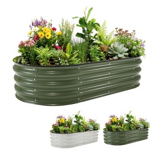 Acekool Galvanized Raised Garden Bed Kit, Oval Open-Bottom Metal Planter Box for Vegetables, Flowers, Herbs and Fruits - 1 of 4