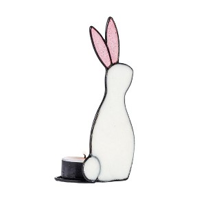 Transpac Stained Glass Rabbit Tea Light Holder Home Decorations Easter - 1 of 1