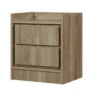 1 Compartment Wooden Nightstand with False 2 Drawer Front Brown - Benzara