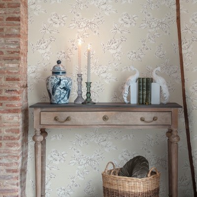 Pollington Roses Beige Non-Woven Removable Wallpaper Roll