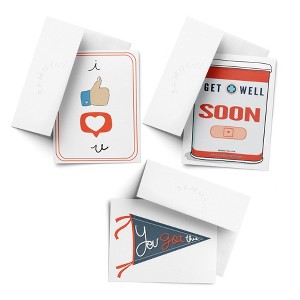 Sympathy Greeting Card Pack (3ct) "I Like Like You, Pennant, Get Well Soon" by Ramus & Co - 1 of 4