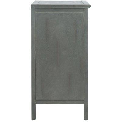 Transitional Ash Grey Elm Wood Nightstand with Glass Storage