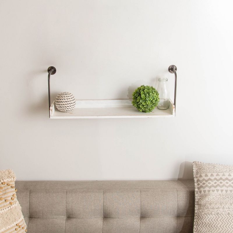 VIP Metal 25 in. White Wall Shelf with Pipe Style Holders, 2 of 4