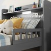 VASIP Twin Pine Wood Bed with Bookcase Headboard and Safety Guardrails ,for Kids' & Teen Rooms,Gray - 4 of 4