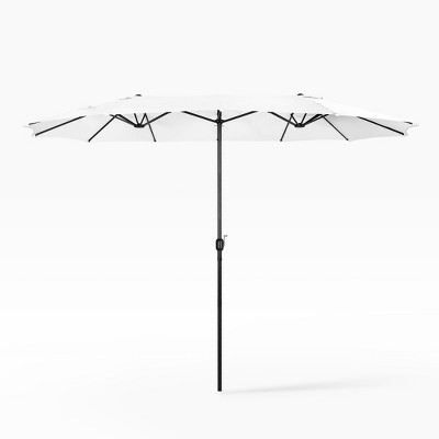 White 15 x 9 Ft Double Sided Steel Outdoor Patio Umbrella