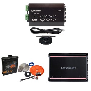 Memphis Audio SRX300.1V Mono 2-Ohm 300 Watt with 8GKIT 8-Gauge Amp Install Kit -AFS Fuse Holder and LL2BE 2-Channel Line Output Converter with Digi... - 1 of 4
