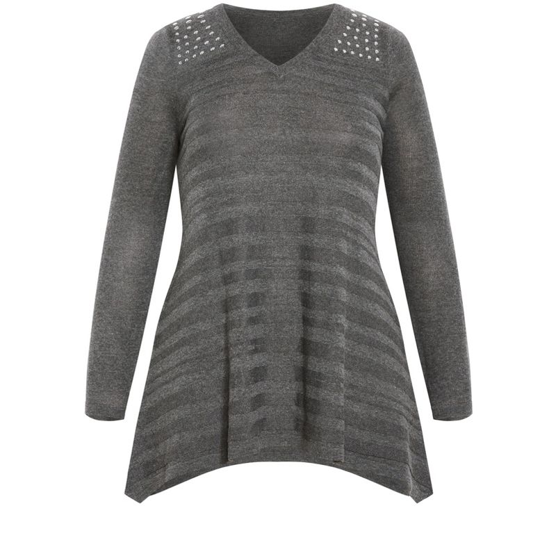 Women's Plus Size Emma Tunic Sweater - charcoal | AVENUE, 4 of 7