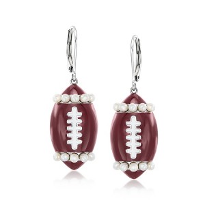 Ross-Simons 2-2.5mm Cultured Pearl Football Drop Earrings With Brown and White Enamel in Sterling Silver - 1 of 2