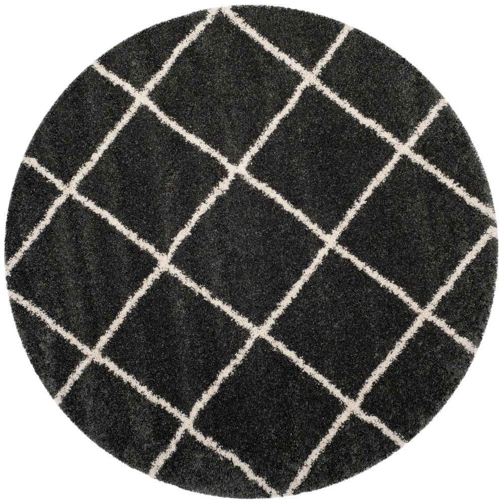 7' Hudson Shag Round Area Rug Dark Gray/Ivory - Safavieh