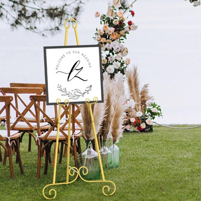 Adjustable Sign Holder Stand,3-Level Height&Angle Metal Easel for Wedding Welcome Sign, Photo Frame Display, Heavy Duty with Non-Slip Base for Party