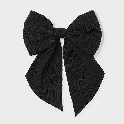 Crinkle Hair Bow Barrette - A New Day™ Black