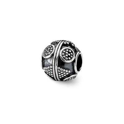 Black Bow Jewelry Sterling Silver Antiqued Artisan Geometric Bead Charm