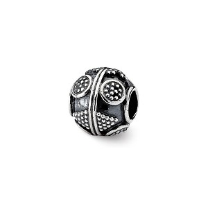 Black Bow Jewelry Sterling Silver Antiqued Artisan Geometric Bead Charm - 1 of 2