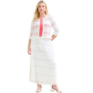 Roaman's Women's Plus Size Lace Bolero Cardigan - 1 of 4
