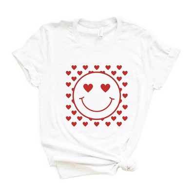 Simply Sage Market Women's Smiley Face Hearts Short Sleeve Graphic Tee