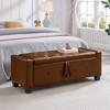 JUJABU 48" Upholstered Storage Ottoman Bench with Faux Leather Seat for Bedroom, Living Room, or Hallway - 3 of 4