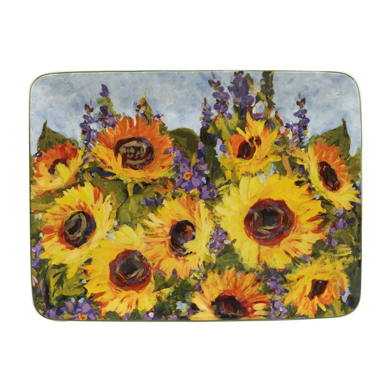 16&#34; x 12&#34; Sunflower Bouquet Rectangular Serving Platter - Certified International, 1 of 4