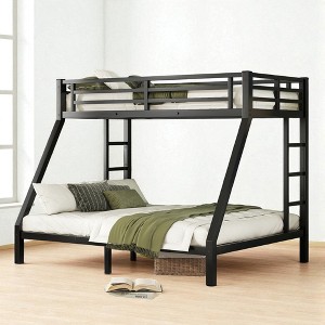 Twin XL over Queen Metal Bunk Bed with Dual Ladders, Under-Bed Storage, Guardrails, Noise-Reduced Frame for Adults,kids bed - 1 of 4