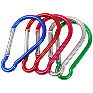 Unique Bargains 5 Pcs Camp Travel Assorted Color D Shaped Aluminum Alloy Carabiner Clip Hook 4" - 1 of 4