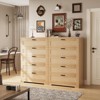 Homhougo Tall Rattan Dresser with 5 Drawers,Wooden Spacious Storage Chest of Drawers with Wide Top,Handles Natural - 4 of 4