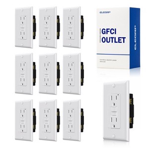 ELEGRP GFCI Outlet 15 Amp, Self-Test GFCI Electrical Outlet, Tamper Resistant GFCI Receptacle with Screw Wall Plate, UL Listed, White 10PC - 1 of 1