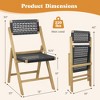 Costway 2/4 Piece Patio Folding Chairs with Woven Rope Seat & High Back Indonesia Teak Wood for Porch Natural&Black - 3 of 4