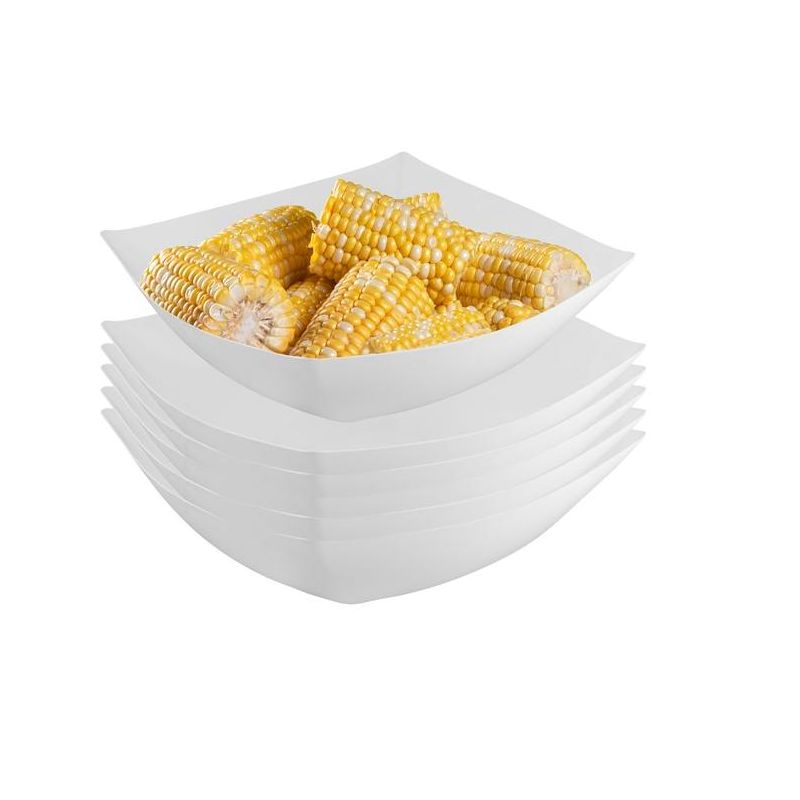 Crown Display White Disposable Serving Bowl Squared Convex Bowl - White Plastic Bowl, 2 of 8