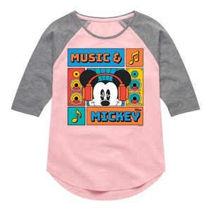 Girls' - Disney - Music And Mickey Shirt Tail Raglan Graphic T-shirt - 1 of 3