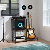 FurnitureR Multifunctional Guitar Stand with Storage Shelves – Industrial Style 3-Tier Music Equipment Rack with Wooden Board, Brown - 3 of 4