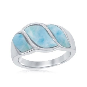 Caribbean Treasures Sterling Silver Larimar Wave Design Ring - Available Sizes:  9 ,  8 ,  7 ,  6 ,  5 ,  10 - 1 of 3