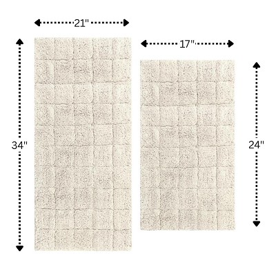 Ivory Cotton Non-Skid Bath Rug Set, 2-Piece