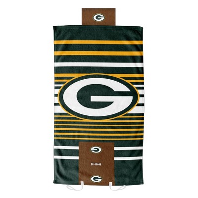 NFL Green Bay Packers Center Stripe Trim Sherpa Trim Blanket