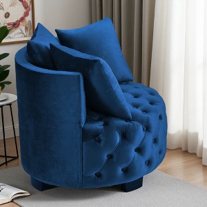 30.5" Velvet Tufted Leisure Chair with Cushions and Round Back - 1 of 4