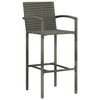 vidaXL Bar Stool Set of 4 Grey PE rattan, powder-coated steel Medium - 2 of 2