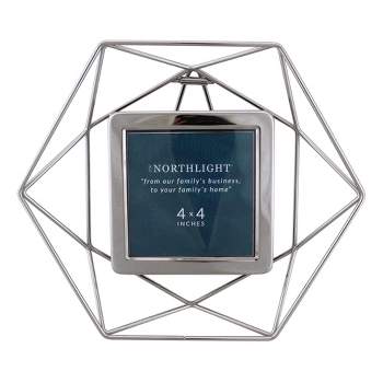 Northlight 9.5" Contemporary Hexagonal 4" x 4" Photo Picture Frame - Silver